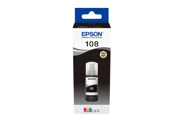 A 70ml Bottle of Epson 108 Series Black Ink for L8050, L18050 Printers.
