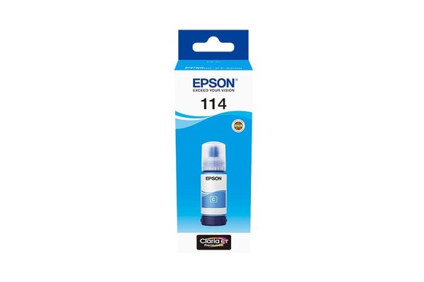 A 70ml Bottle of Epson 114 Series Cyan Ink for ET8500 & ET-8550 Printers.