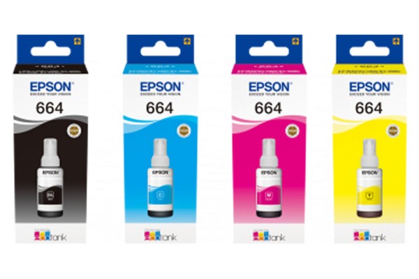 EP-664, 4 Bottle set of Genuine OEM Epson Dye Based Ink.