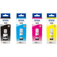 A Set of 4 Bottles of Epson102 Pigment, Dye Original Ink.