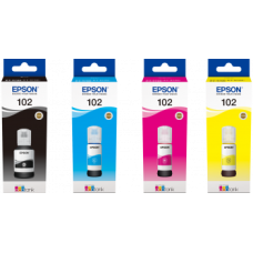 A Set of 4 Bottles of Epson102 Pigment, Dye Original Ink.