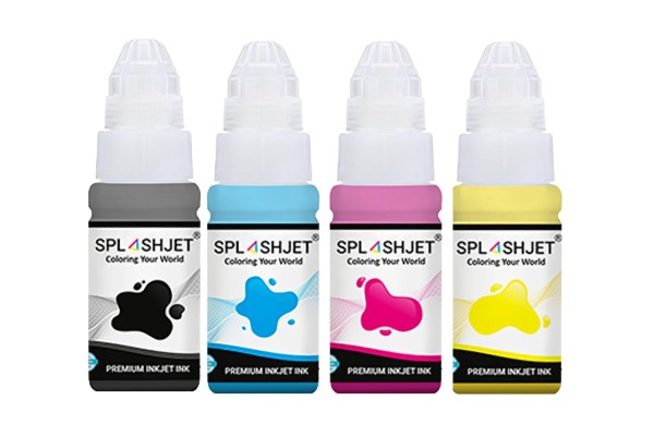 Set of 4 x 70ml Bottle of Splashjet Black Pigment & Dye Colours Inks Compatible with Canon GI-590 Series Inks.