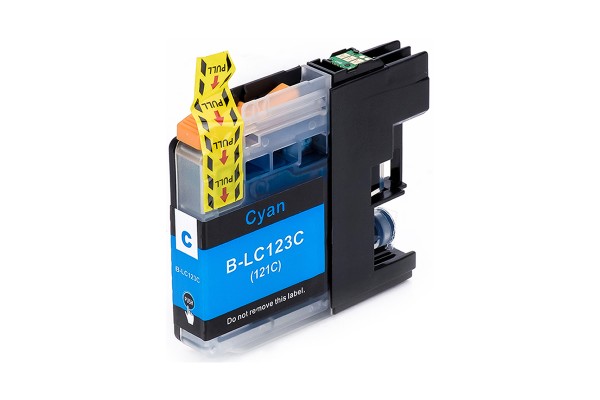 Cyan Compatible Ink Cartridge to replace a Brother LC123 Ink Cartridge.\n