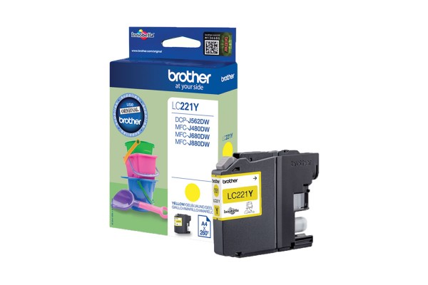 Genuine Cartridge for Brother LC221 Yellow Ink Cartridge.