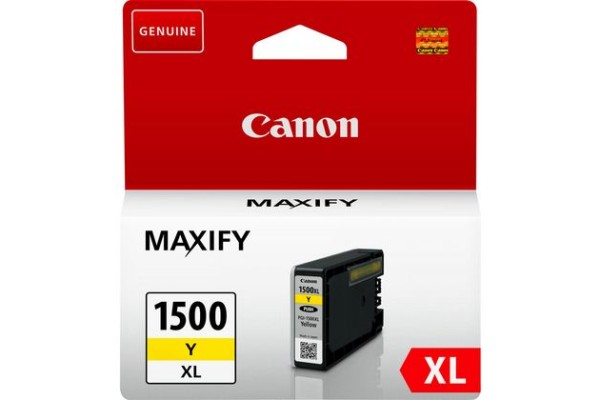 Genuine Cartridge for Canon PGI-1500 XLY High Capacity Yellow Ink Cartridge.