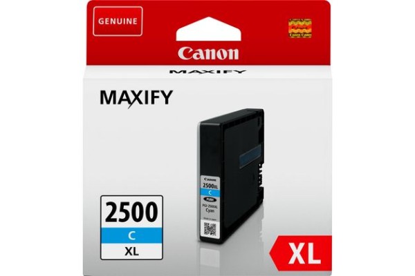 Genuine Cartridge for Canon PGI-2500XLC High Capacity Cyan Ink Cartridge.