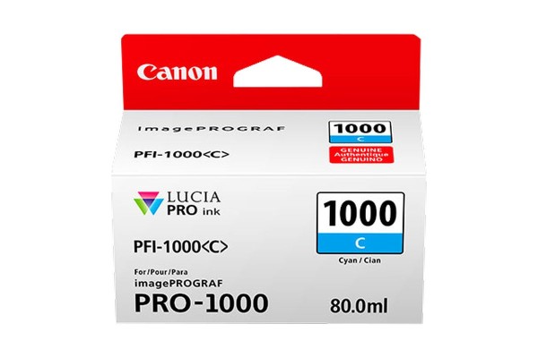 Genuine Cartridge for Canon PFI-1000C Cyan Ink Cartridge.