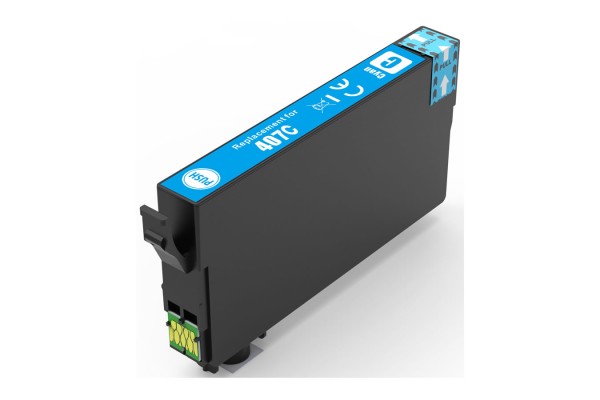 Cyan Compatible Ink Cartridge to replace a Epson EP-407 Ink Cartridge.\n.