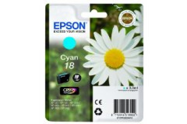 Epson Branded T1802 Cyan Ink Cartridge.