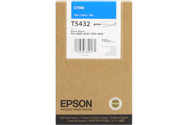 Epson Wide Format T5432 Cyan Ink Cartridge.