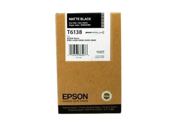 Epson Wide Format T6138 Matte Black Ink Cartridge.