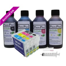 Refillable Cartridge Kit for Epson 502 & 502XL cartridges with PhotoPlus Archival Ink.
