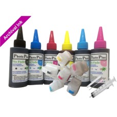 Refillable cartridge Kit for HP 363, 6 cartridge set with PhotoPlus Archival Ink.