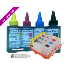 Refillable cartridge Kit for HP 364, 4 cartridge set with PhotoPlus Archival Ink.