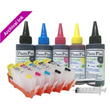 Refillable cartridge Kit for HP 364, 5 cartridge set with PhotoPlus Archival Ink.