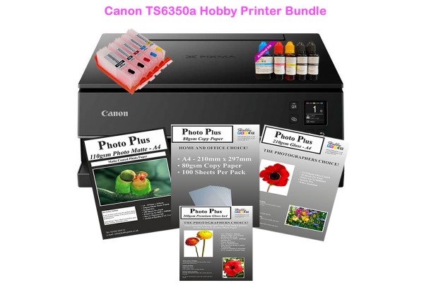 Hobby Multi-Function Printer Bundle, TS6350a with Refillable Cartridges, Refill Inks & Selection of Papers.