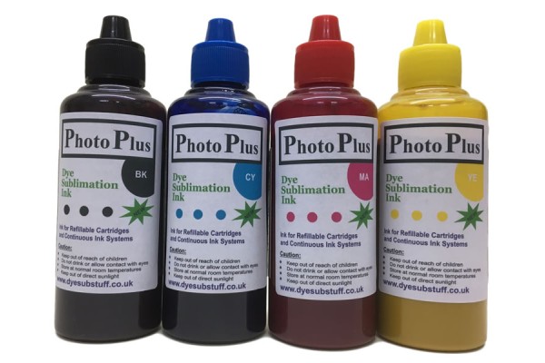 400ml Dye Sublimation Ink, 100ml each of CMYK - PhotoPlus Brand.